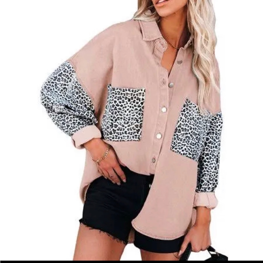 Women’s Leopard Contrast Denim Jacket
